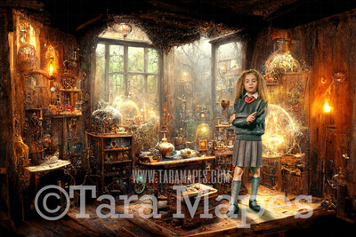 Wizard Room Digital Backdrop - Wizard Rustic Room - Magic Room- Wizard Witch Digital Background / Backdrop