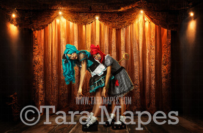 Puppet Theater Digital Backdrop - Puppet Theater Stage - Circus Stage Curtains Digital Background / Backdrop