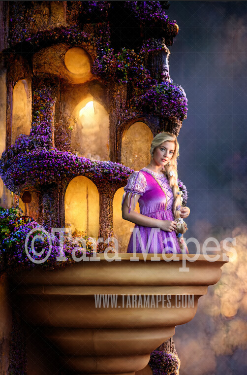 Princess Tower Digital Backdrop - Princess Balcony - Princess Castle Tower Balcony Digital Background / Backdrop