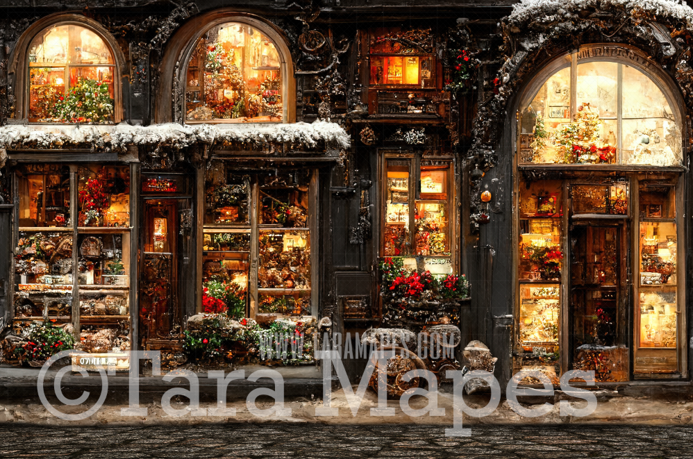 Christmas Shoppe in Christmas Town- Holiday Christmas Street - Christmas  Town Winter Wonderland - FREE SNOW OVERLAY included - Scene for Portraits  Digital Background