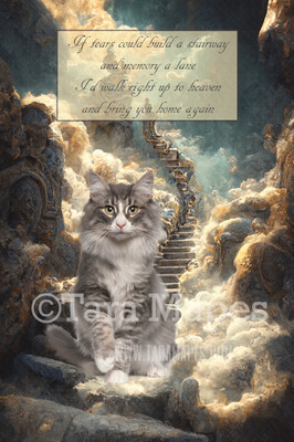 Pet Heaven Digital Backdrop - Rainbow Bridge - Pet Memorial - Dog Cat Heaven Digital Background / Backdrop