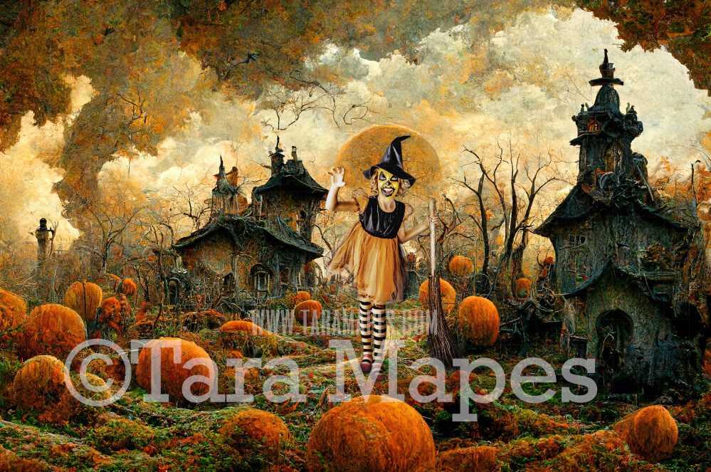 Halloween Digital Backdrop - Pumpkin Patch -  Fun Halloween Party - JPG File - Halloween Digital Background
