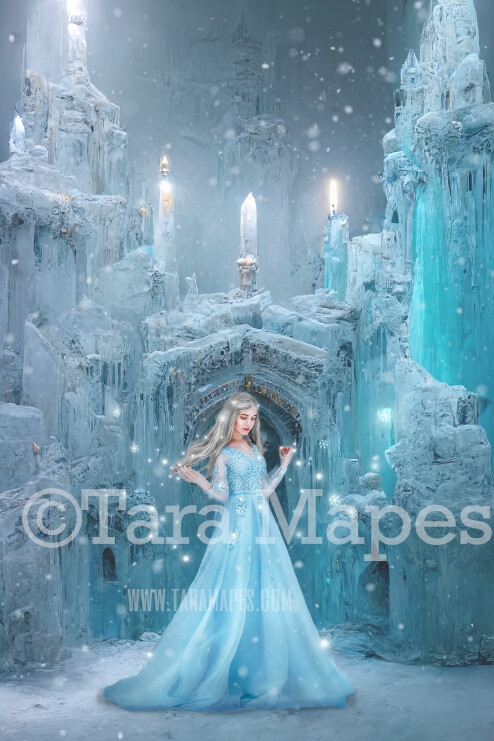Ice Castle Digital Backdrop - Frozen Castle - Ice House - Frozen House - Digital Background