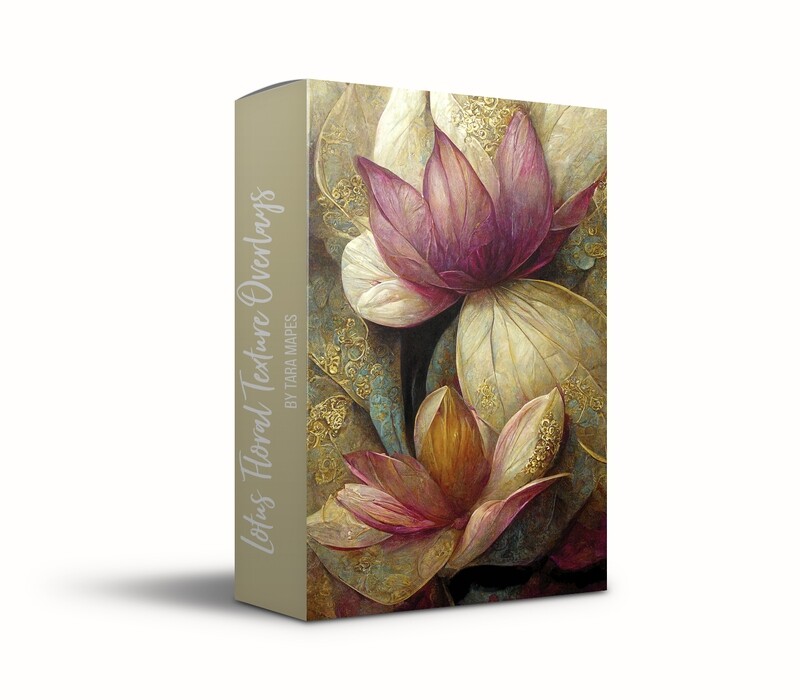 Lotus Floral Texture Overlays - Painted Flowers Lotuses Fine Art Textures - Floral Fine Art Texture Overlays - 12 Digital Floral Lotus Textures -  Photoshop Overlays by Tara Mapes