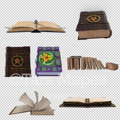 7 Witch Book Overlays - Witch Spell Books Overlays  PNG