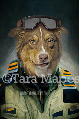 Pet Portrait Pilot Body PSD Template- Pet Painting Portrait Military Pilot Body  - Layered PSD Digital Background Backdrop