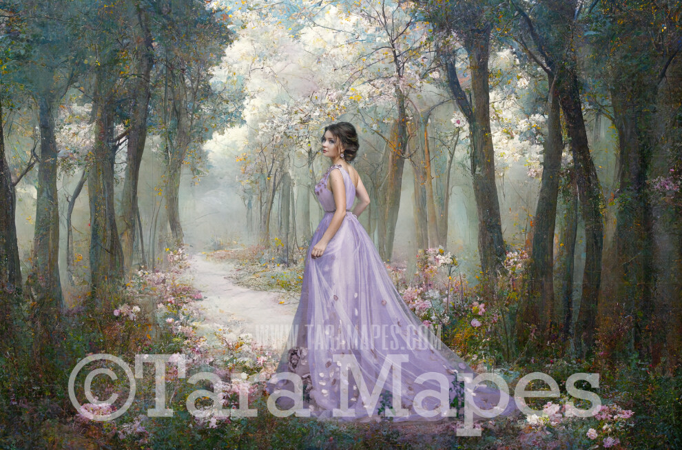 Pastel Forest Path Digital Backdrop - Pastel Path - Soft Hazy Nature  Digital Background