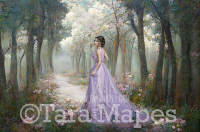 Pastel Forest Path Digital Backdrop - Pastel Path - Soft Hazy Nature  Digital Background