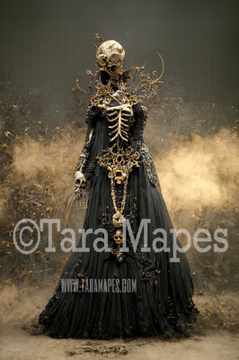 Skeleton Gown Body Digital Backdrop - Skeleton Body in Black Gown - JPG File Digital Background