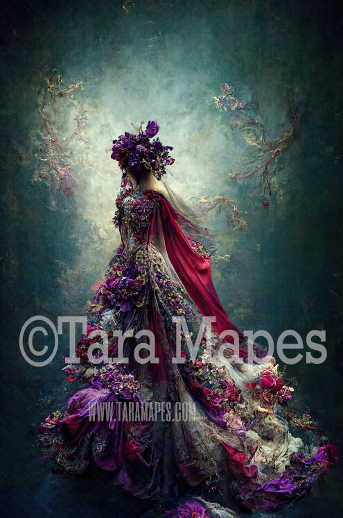 Flower Gown Body Digital Backdrop - Gown of Flowers - JPG File Digital Background