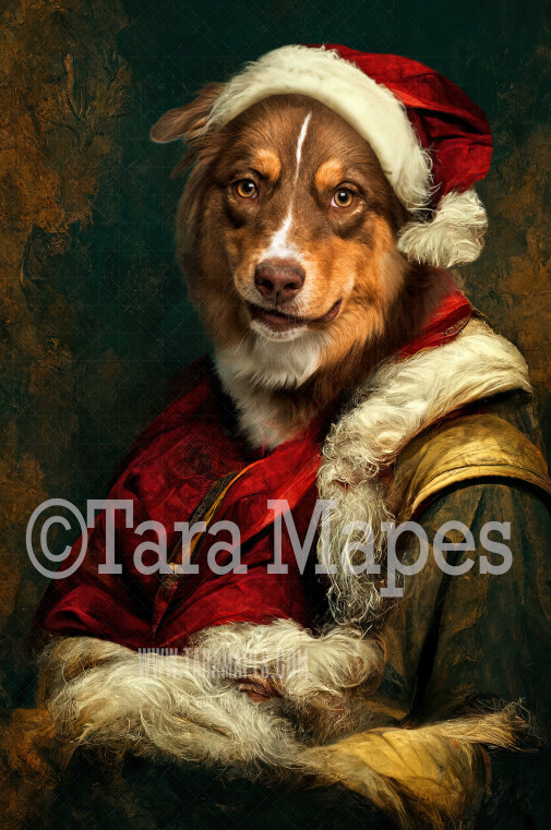 Pet Portrait Santa Body PSD Template- Santa Pet Portrait - Layered PSD Digital Background Backdrop