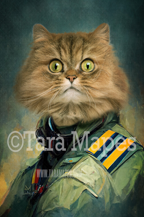 Pet Portrait Pilot Body PSD Template- Pet Painting Portrait Military Pilot Body - Layered PSD Digital Background Backdrop