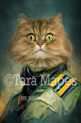 Pet Portrait Pilot Body PSD Template- Pet Painting Portrait Military Pilot Body  - Layered PSD Digital Background Backdrop