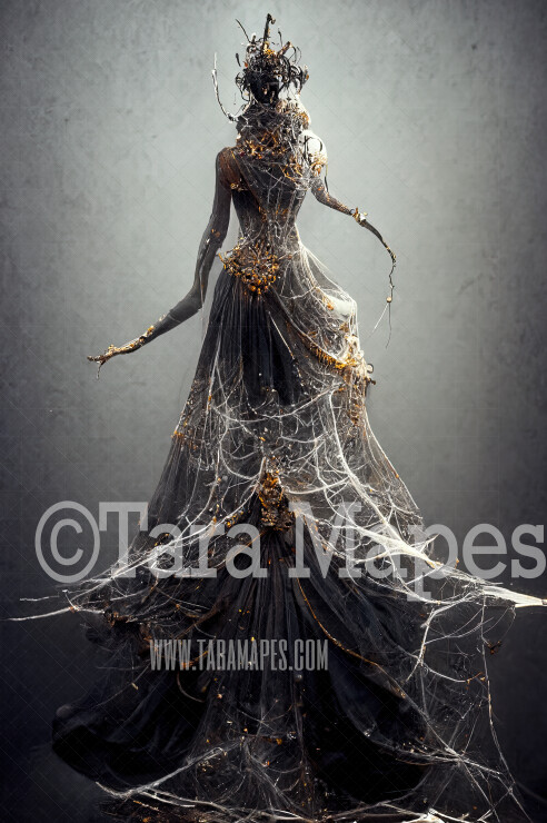 Spider Gown Body Digital Backdrop - Spider Body in Black Gown - JPG File Digital Background
