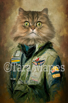 Pet Portrait Pilot Body PSD Template- Pet Painting Portrait Military Pilot Body  - Layered PSD Digital Background Backdrop