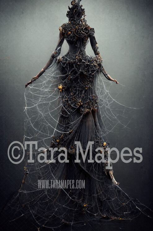 Spider Gown Body Digital Backdrop - Spider Body in Black Gown - JPG File Digital Background