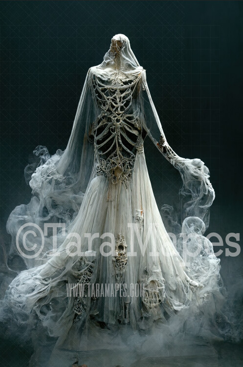 Skeleton Gown Body Digital Backdrop - Skeleton Body in Black Gown - JPG File Digital Background