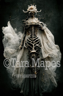 Skeleton Gown Body Digital Backdrop - Skeleton Body in Black Gown - JPG File Digital Background