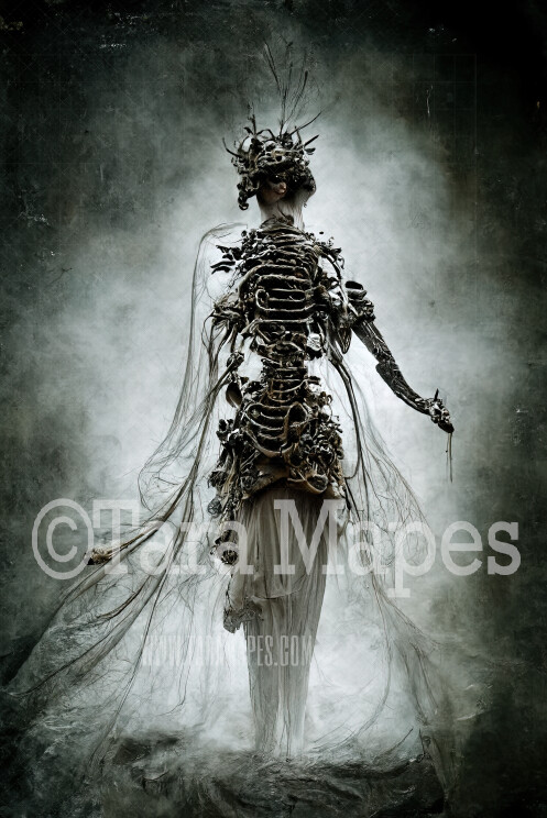 Skeleton Gown Body Digital Backdrop - Skeleton Body in Gown - JPG File Digital Background