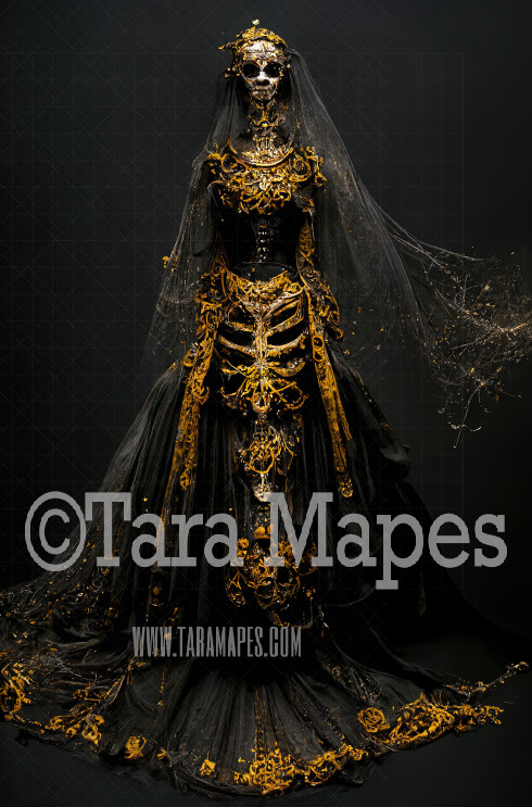 Skeleton Gown Body Digital Backdrop - Skeleton Body in Gown - JPG File Digital Background