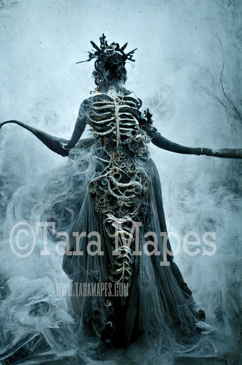 Skeleton Gown Body Digital Backdrop - Skeleton Body in Gown - JPG File Digital Background