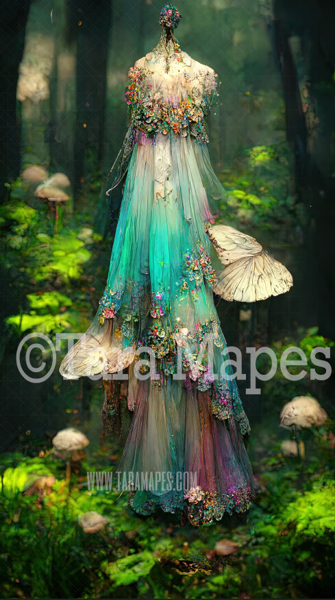 Forest Fairy Body Digital Backdrop - Forest Fairy Gown in Enchanted Forest with Butterflies - JPG File Digital Background