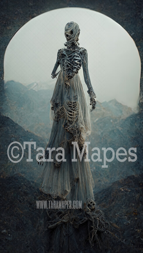Skeleton Gown Body Digital Backdrop - Skeleton Body in Gown - JPG File Digital Background