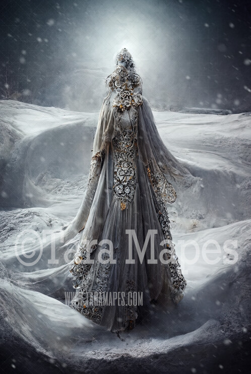 Winter Queen Gown Body Digital Backdrop - Ice Queen Gown - JPG File Digital Background
