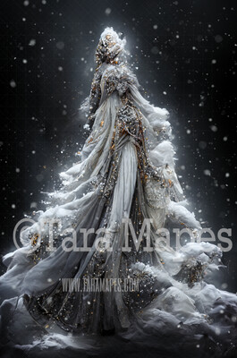 Winter Queen Gown Body Digital Backdrop - Ice Queen Gown - JPG File Digital Background