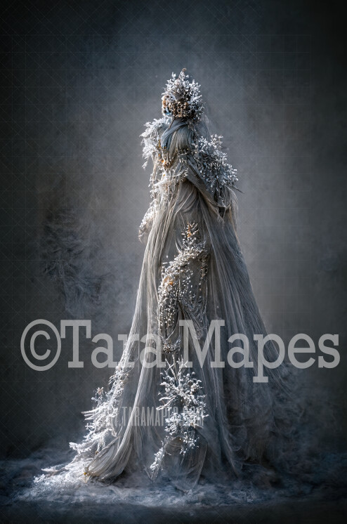 Winter Queen Gown Body Digital Backdrop - Ice Queen Gown - JPG File Digital Background