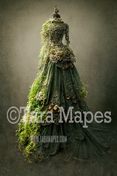 Moss Gown Digital Backdrop - Forest Fairy Gown - JPG File Digital Background