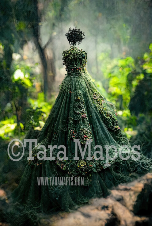 Moss Gown Digital Backdrop - Forest Fairy Gown - JPG File Digital Background