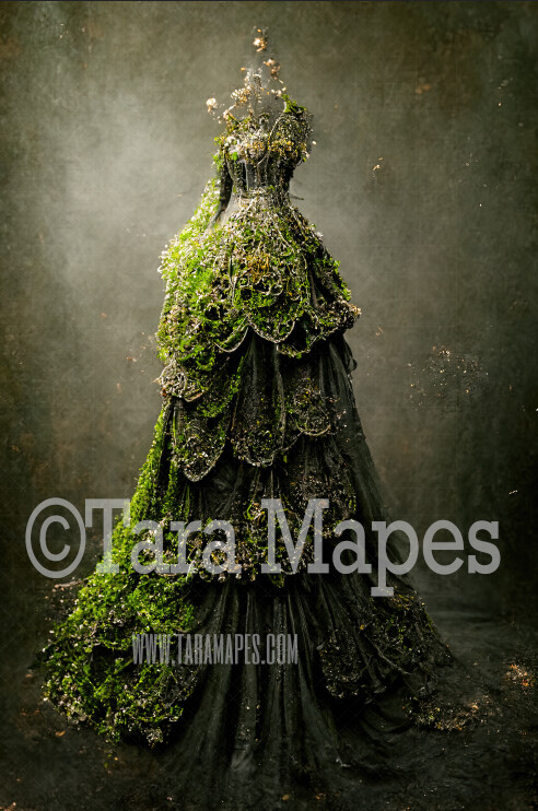Moss Gown Digital Backdrop - Forest Fairy Gown - JPG File Digital Background