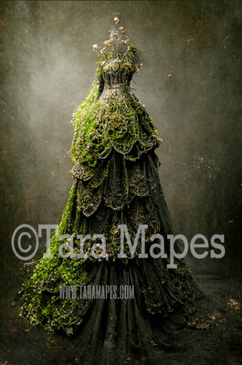Moss Gown Digital Backdrop - Forest Fairy Gown - JPG File Digital Background