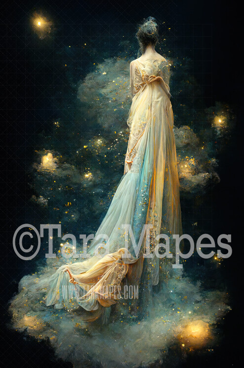 Star Gown Digital Backdrop - Night Sky Starry Gown - JPG File Digital Background