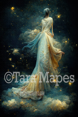 Star Gown Digital Backdrop - Night Sky Starry Gown - JPG File Digital Background