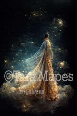 Star Gown Digital Backdrop - Night Sky Starry Gown - JPG File Digital Background