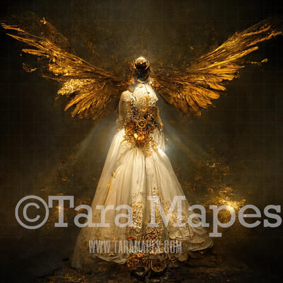 Angel Gown Digital Backdrop - Angel Gown with Glowing Wings - JPG File Digital Background