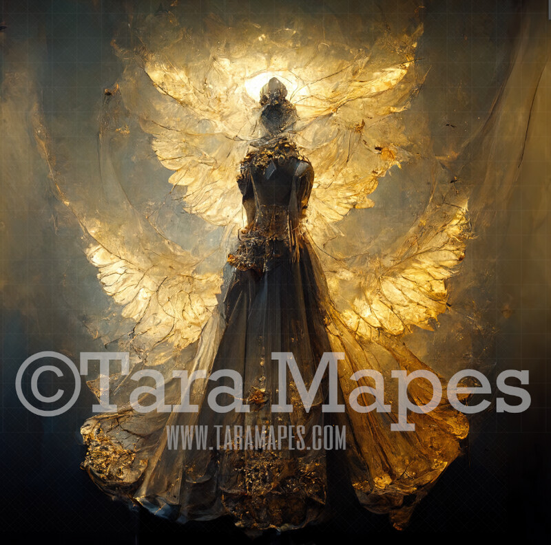 Angel Gown Digital Backdrop - Angel Gown with Glowing Wings - JPG File Digital Background