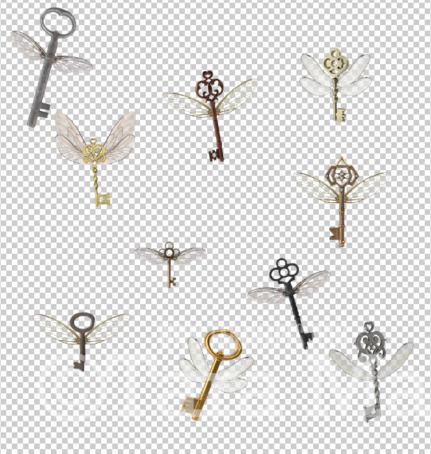 Flying Keys Overlays - Keys with Wings Overlays  PNG