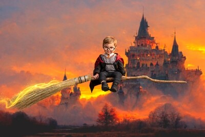 Wizard Castle Digital Background -- Wizard Witch Digital Background / Backdrop