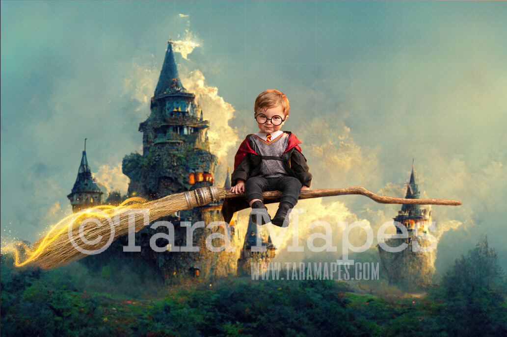 Wizard Castle Digital Background -- Wizard Witch Digital Background / Backdrop