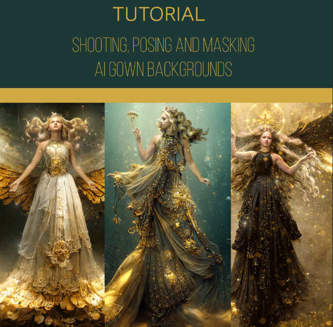 AI Bodies Tutorial How to Shoot for, Pose and Mask onto an AI body/gown background - Tutorial by Tara Mapes