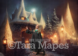 Christmas Wizard Castle Digital Backdrop - Wizard Castle at Christmas with Trees -  Christmas Digital Background