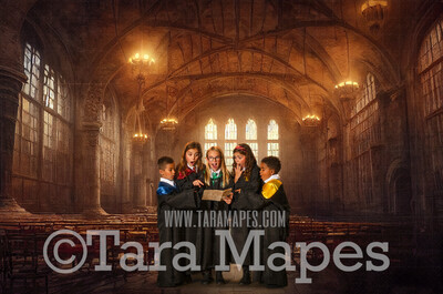 Wizard Castle Hall Digital Backdrop - Wizard Castle Magical Scene  -  Castle Digital Background
