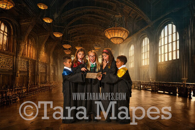 Wizard Castle Hall Digital Backdrop - Wizard Castle Hallway Room Magical Scene  -  Castle Digital Background