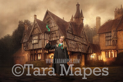 Wizard House Digital Backdrop - Wizard Town Magical Scene  - Wizard Digital Background