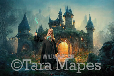 Wizard Hut Entrance Digital Backdrop - Wizard House Castle Digital  - Wizard Digital Background