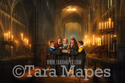 Wizard Castle Hall Digital Backdrop - Wizard Castle Hallway  - Magical Scene  - Wizard Digital Background