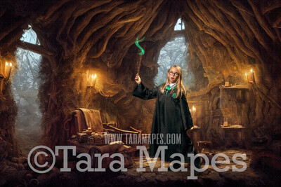 Wizard Hut  Digital Backdrop - Wizard House Castle Digital  - Wizard Digital Background